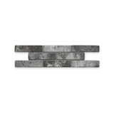London Brick Charcoal 60x250mm porcelain tiles in three staggered rows on white with a subtle shadow