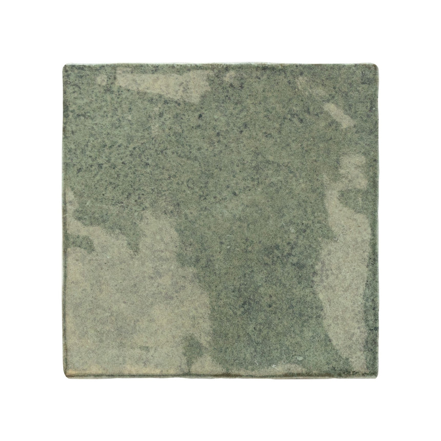 Majorca Sage Gloss porcelain 100x100mm square tile, full tile on white background