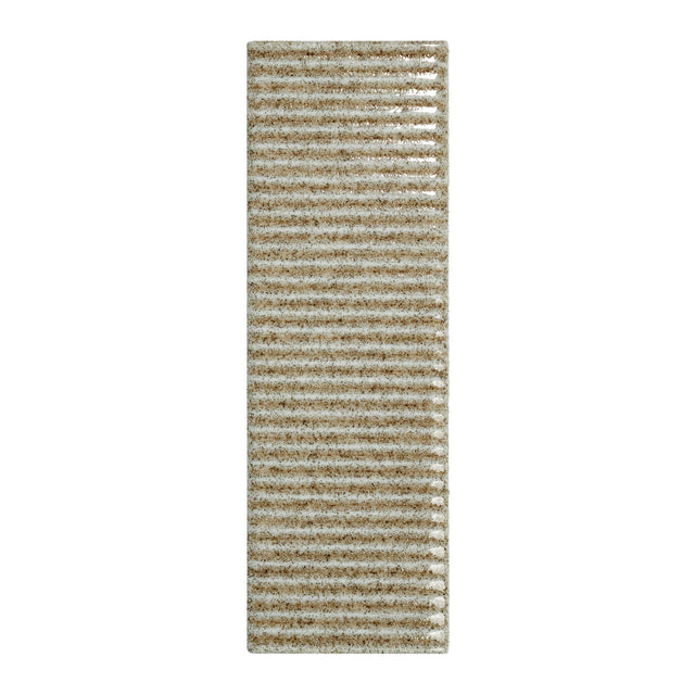 Micare Canale Linen Dark gloss porcelain wall tile, 50x150mm, mineral glaze face 1