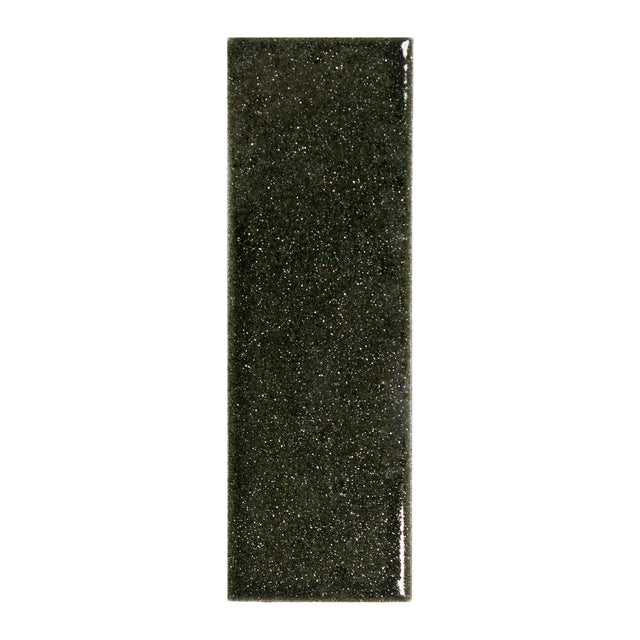 Micare Evergreen Dark gloss porcelain wall tile, 50x150mm, mineral glaze face 1
