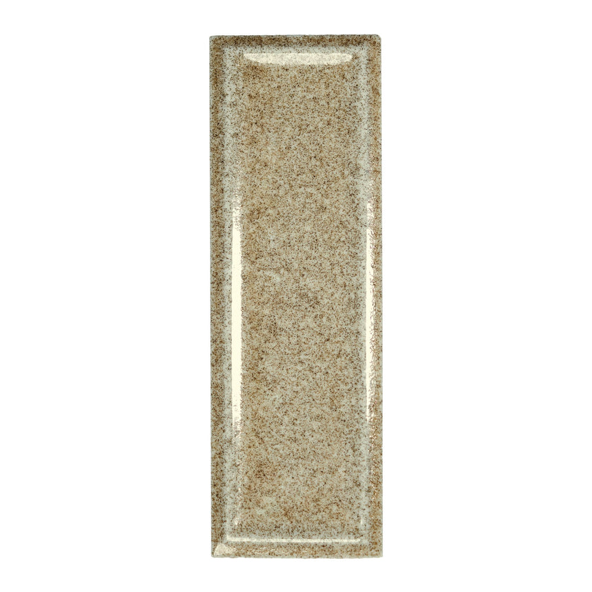 Micare Rim Linen Dark gloss porcelain wall tile, 50x150mm, mineral glaze face 1