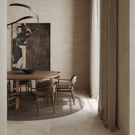 Noosa Beige French Pattern travertine look porcelain floor tile in living area