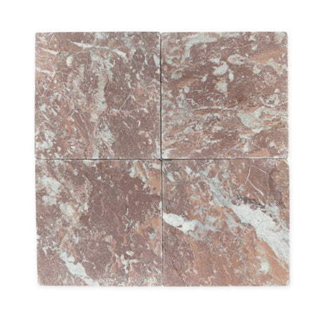 Red Rose 150x150mm tumbled natural stone tile, genuine colour and texture