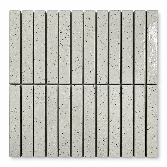 Tokyo Light Grey Speckled Gloss Kit Kat Mosaic Tile full sheet