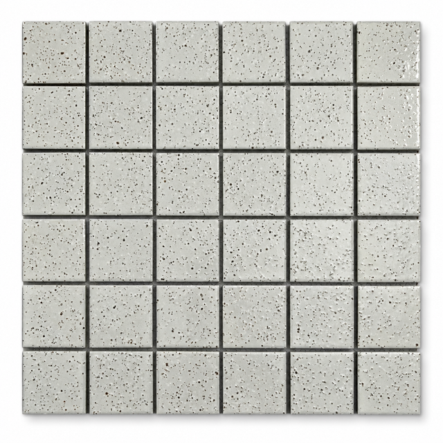 Tokyo Light Grey Speckled Gloss Square Mosaic Tile full sheet