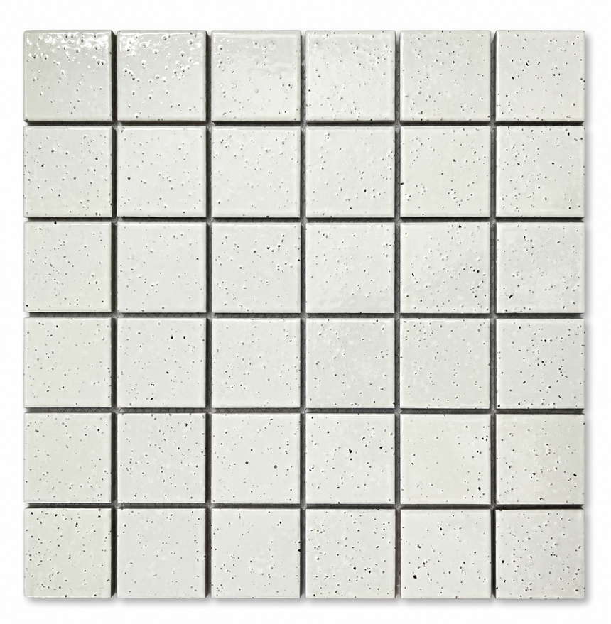 Tokyo White Speckled Gloss Square Mosaic Tile full sheet