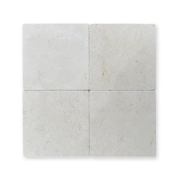 Vratsa Beige Tumbled Natural Stone Square Tile 150x150mm — original stone with soft shadow