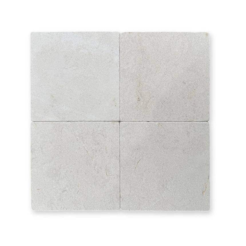 Vratsa Beige Tumbled Natural Stone Square Tile 150x150mm — original stone with soft shadow