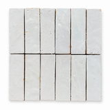 Zellige Bejmat Snow 50x150mm Gloss Hand Made Moroccan Tile showing tile variation