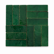 Zellige Bejmat Verde 50x150mm Gloss Hand Made Moroccan Tile showing tile variation